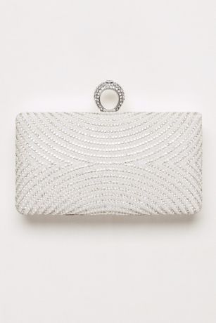 Curved Pearl and Crystal Minaudiere