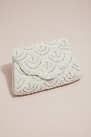 Scalloped Micro Pearl and Crystal Clutch