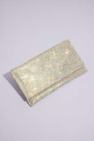 Allover Iridescent Crystal Envelope Clutch