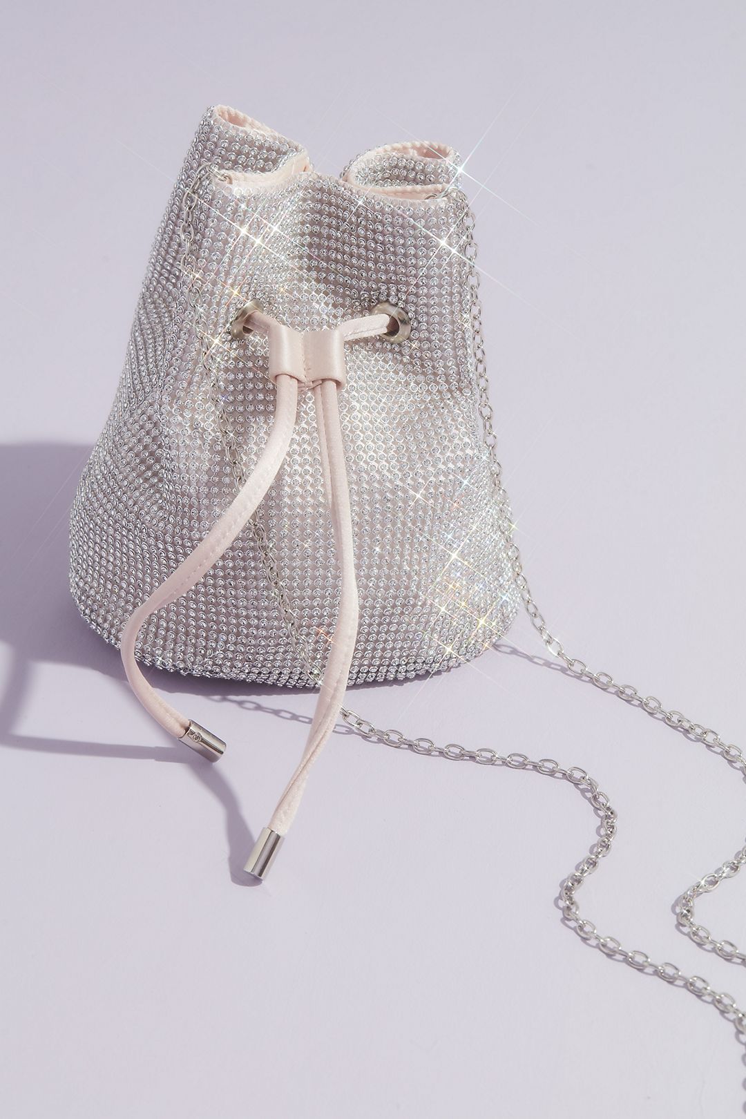 Satin-Lined Crystal Crossbody Bucket Bag