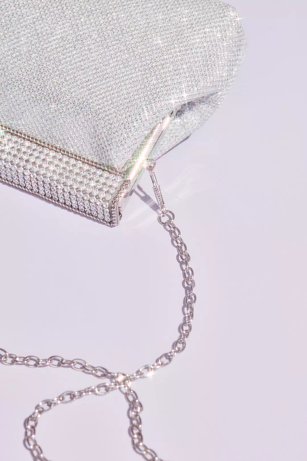 Crystal Top Clasp Glitter Baguette Clutch Image 3