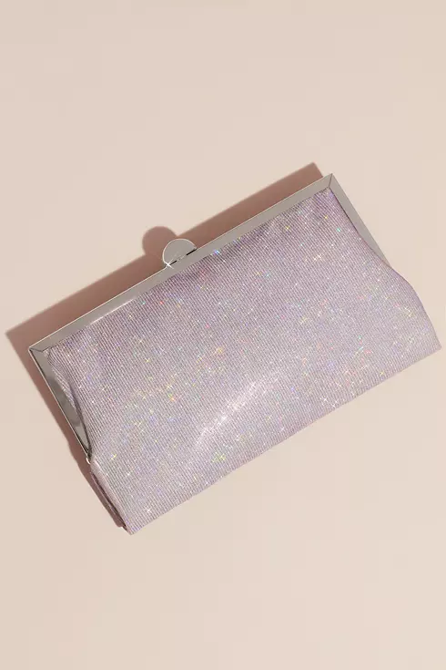 Iridescent Glitter Frame Clutch with Metal Clasp Image 1