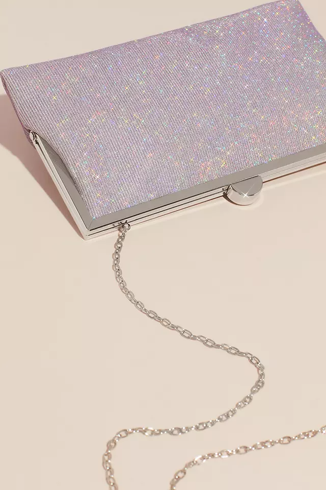 Iridescent Glitter Frame Clutch with Metal Clasp Image 2
