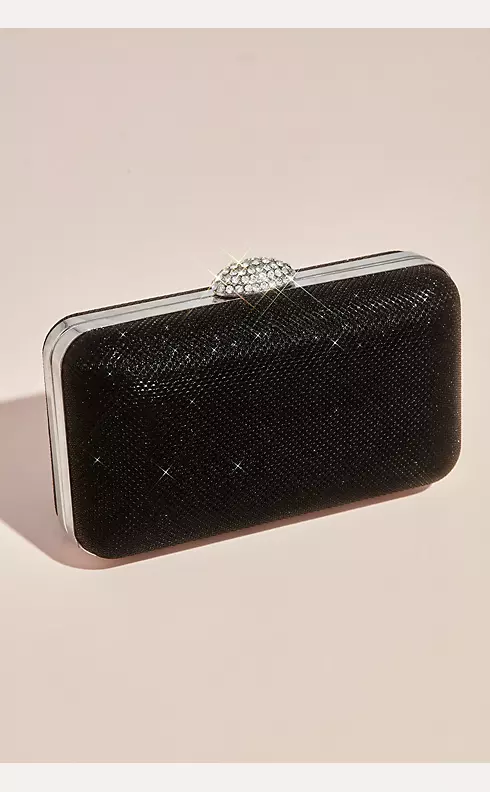 Sparkly Hard-Sided Clutch with Gem Clasp Image 1