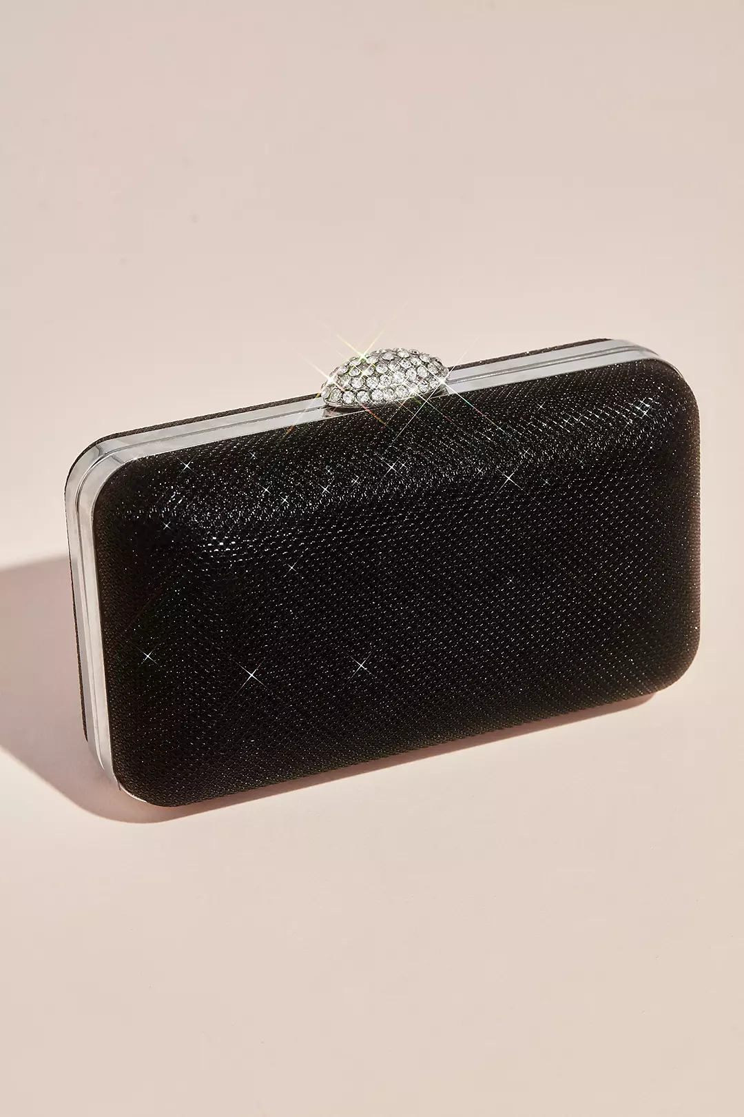 Sparkly Hard-Sided Clutch with Gem Clasp Image