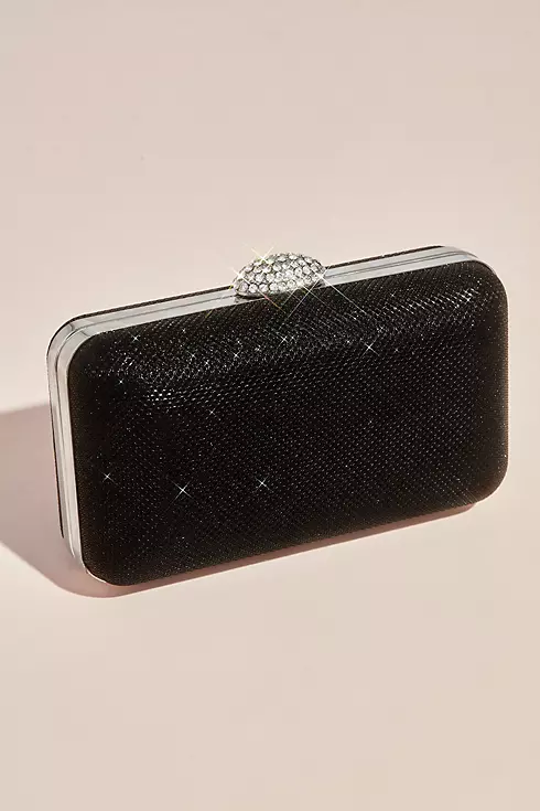 Sparkly Hard-Sided Clutch with Gem Clasp Image 1