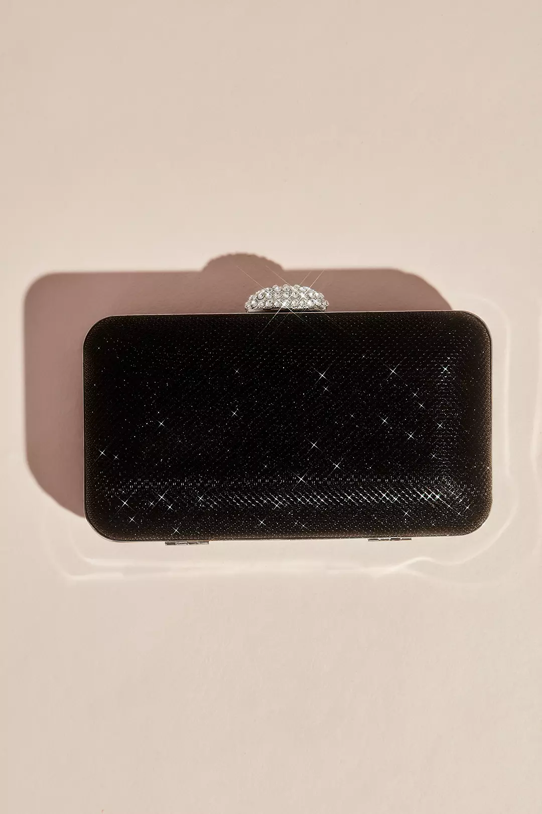 Sparkly Hard-Sided Clutch with Gem Clasp Image 2