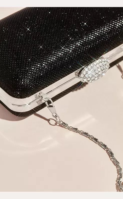 Sparkly Hard-Sided Clutch with Gem Clasp Image 3