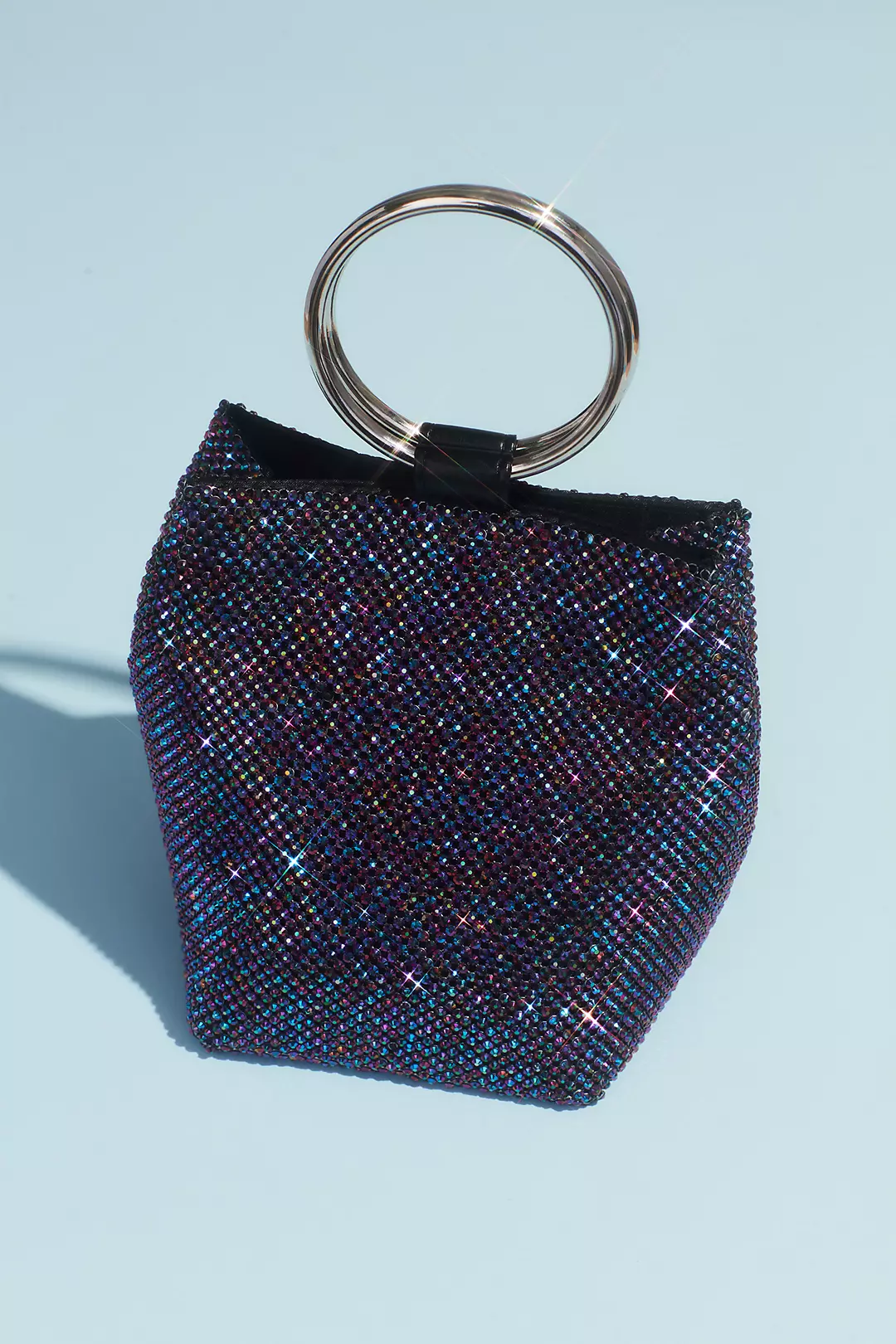 Crystal Mesh Crossbody Bag with Ring Handle Image