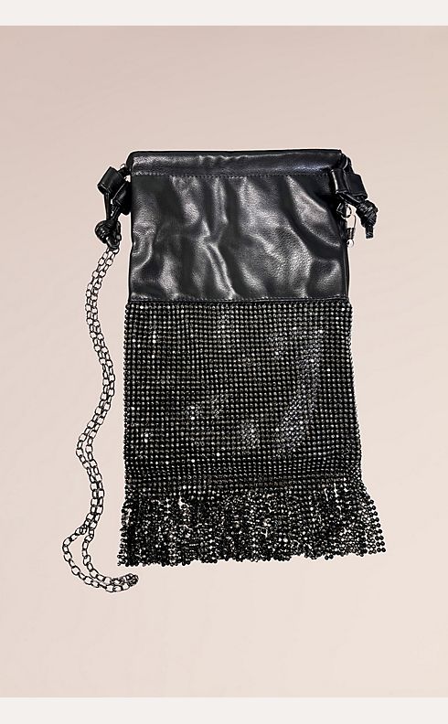Small Leather Fringe Crossbody Bag With Studs Cell Phone 
