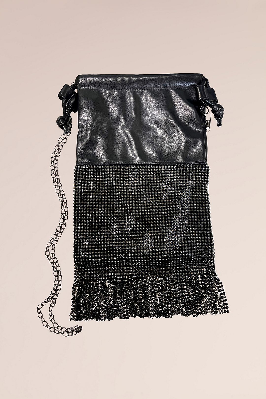 Faux Leather Rhinestone Fringed Crossbody Bag Image