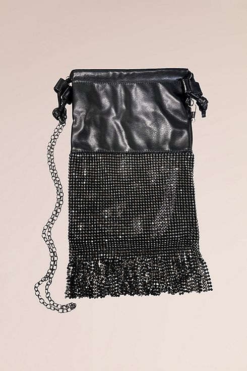 Faux Leather Rhinestone Fringed Crossbody Bag Image 1