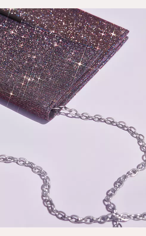 Glittery Fold Over Clutch with Removable Chain Image 3