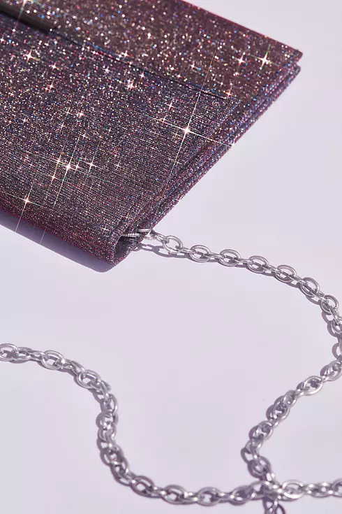 Glittery Fold Over Clutch with Removable Chain Image 3