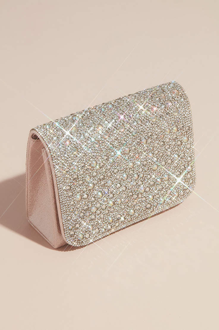 Ivory Diamante Crystal Satin Bridal Wedding Prom Purse Clutch Handbag Bag UK 