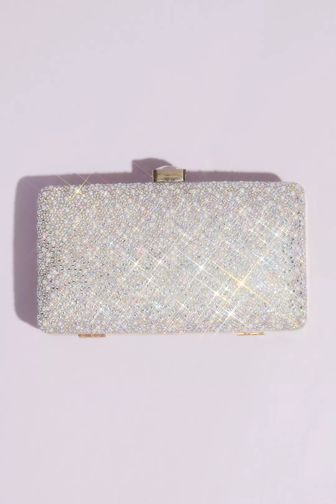 Crystal and Pearl Hinge Clutch with Gem Clasp Image