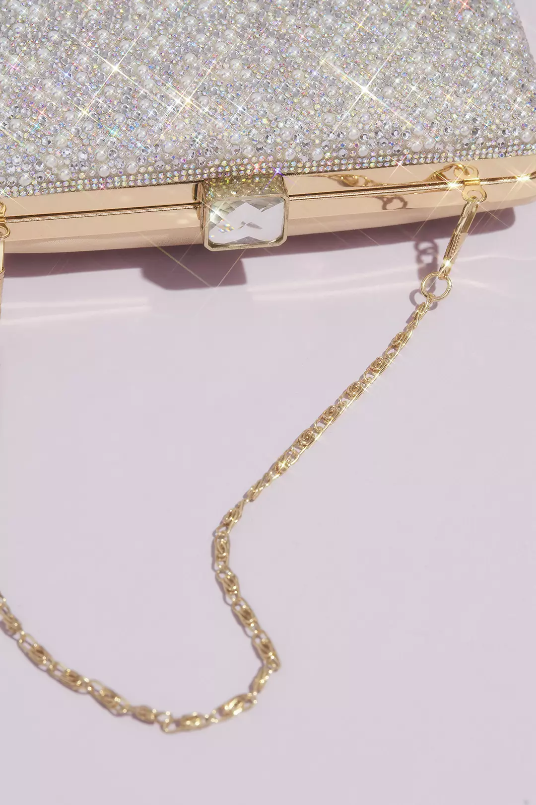 Crystal and Pearl Hinge Clutch with Gem Clasp | David's Bridal