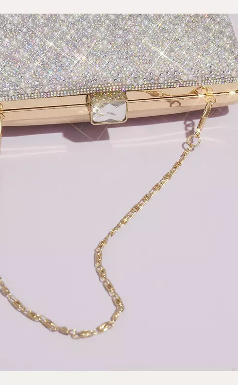 Crystal and Pearl Hinge Clutch with Gem Clasp Image 3