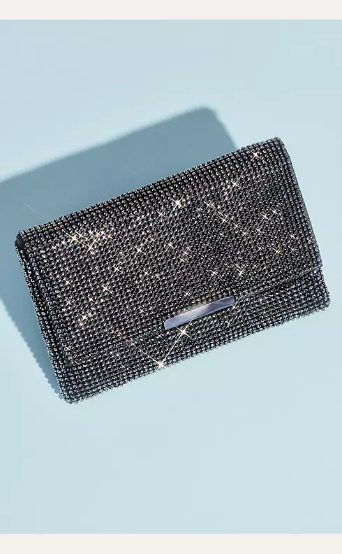 Crystal Studded Mesh Clutch with Foldover Image 1