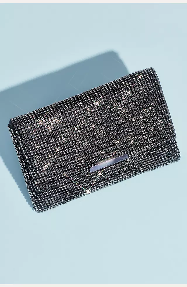 Crystal Studded Mesh Clutch with Foldover Image