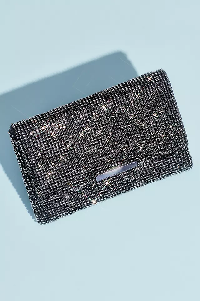 Crystal Studded Mesh Clutch with Foldover Image