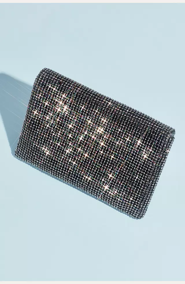 Crystal Studded Mesh Clutch with Foldover Image 2