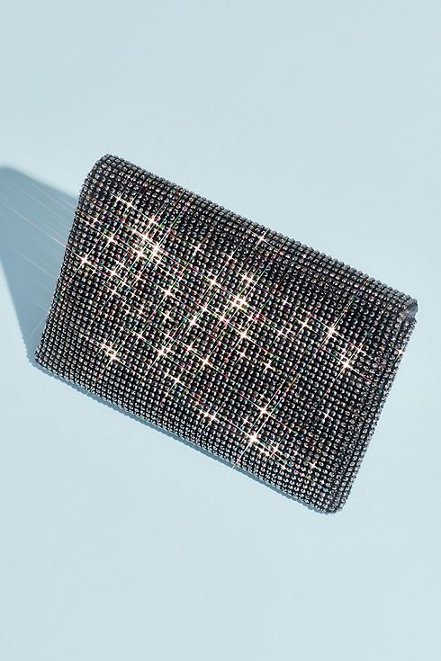 Crystal Studded Mesh Clutch with Foldover Image 2