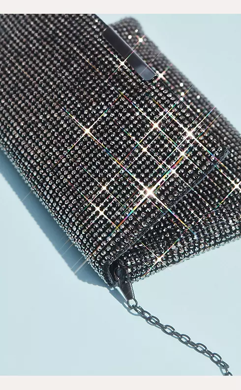 Crystal Studded Mesh Clutch with Foldover Image 3