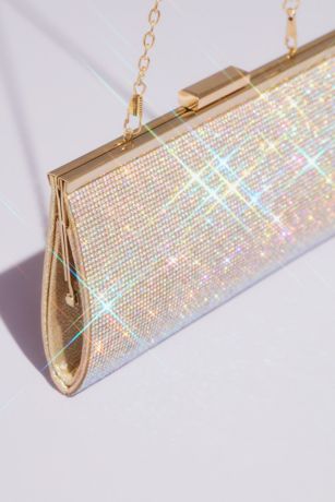 Iridescent Crystal Glitter Baguette Clutch | David's Bridal