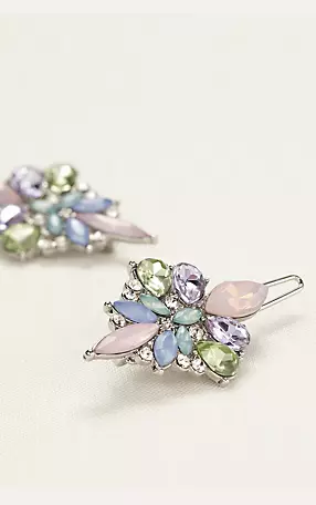 Set of Two Pastel Multi Stone Hair Clips Image 1