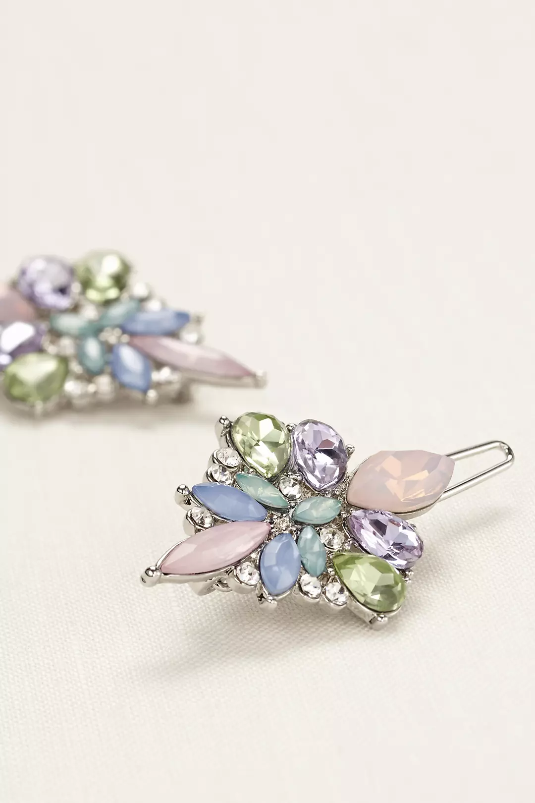 Set of Two Pastel Multi Stone Hair Clips Image