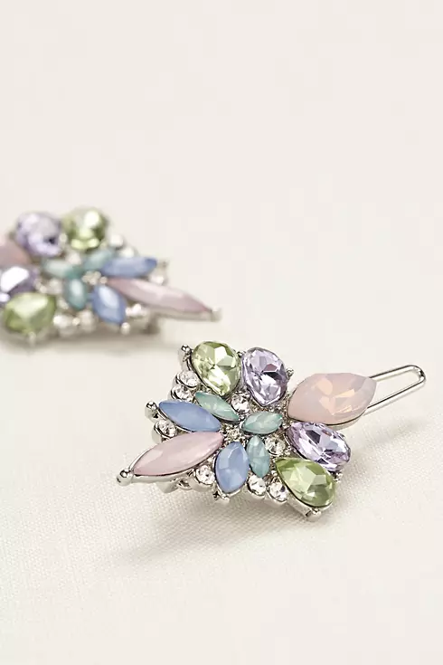Set of Two Pastel Multi Stone Hair Clips Image 1