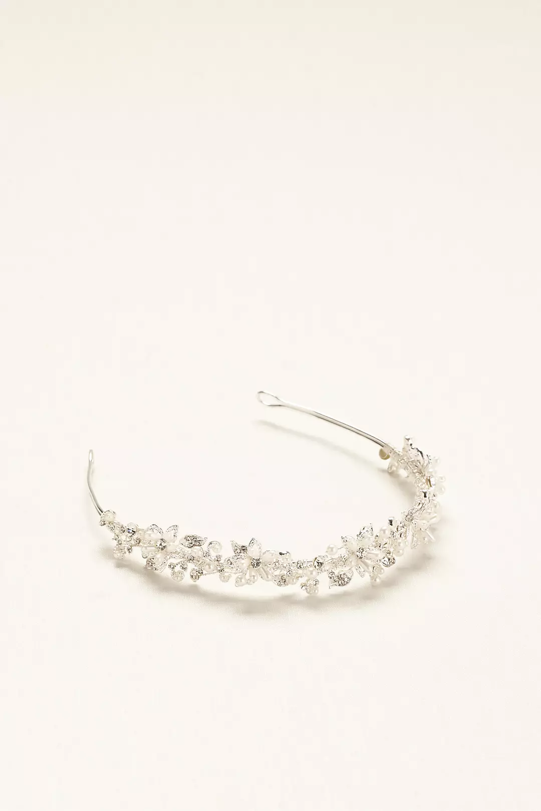 Bridal Headband with Crystals and Pearl Flowers Image 3