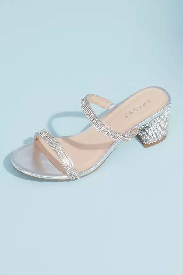 Crystal Embellished Slide Sandals with Block Heel Image