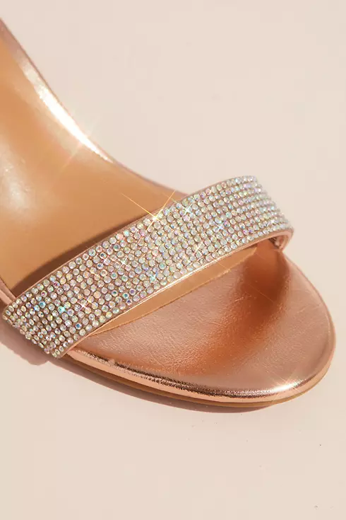 Shiny Metallic Block Heel Sandals with Crystals Image 3