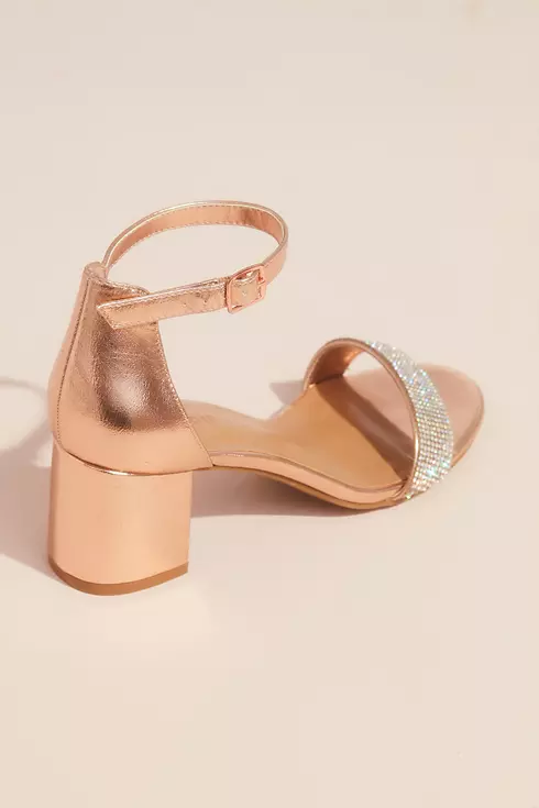 Shiny Metallic Block Heel Sandals with Crystals Image 2