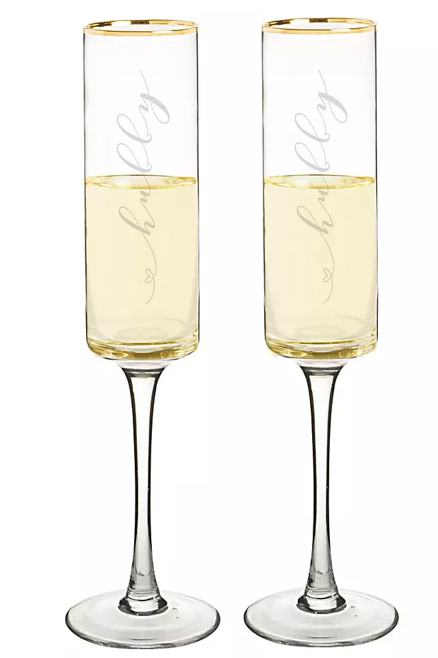 Hubby and Hubby Gold Rim Champagne Flutes Image 5