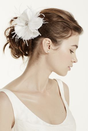 Large Petal Flower with Crystal Center Detail | David's Bridal