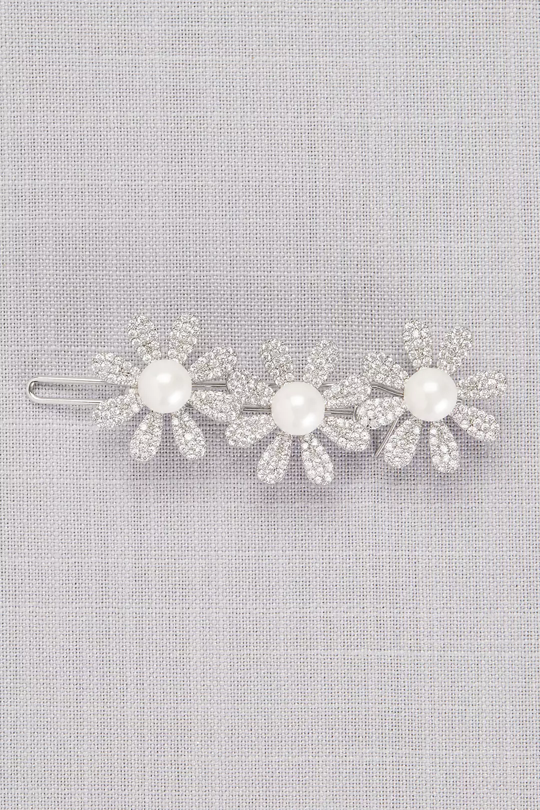 Crystal and Pearl Triple Flower Hair Clip Image