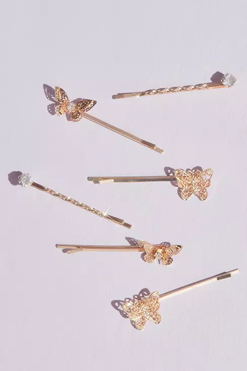 Butterfly and Crystal Bobby Pin Set Image 1