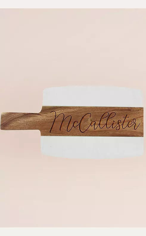 Personalized Acacia Wood and Marble Cheese Board Image 1
