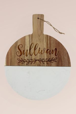 Personalized Round Wood And Marble Cheese Board David S Bridal   HM CB RND MMULTI FRONT