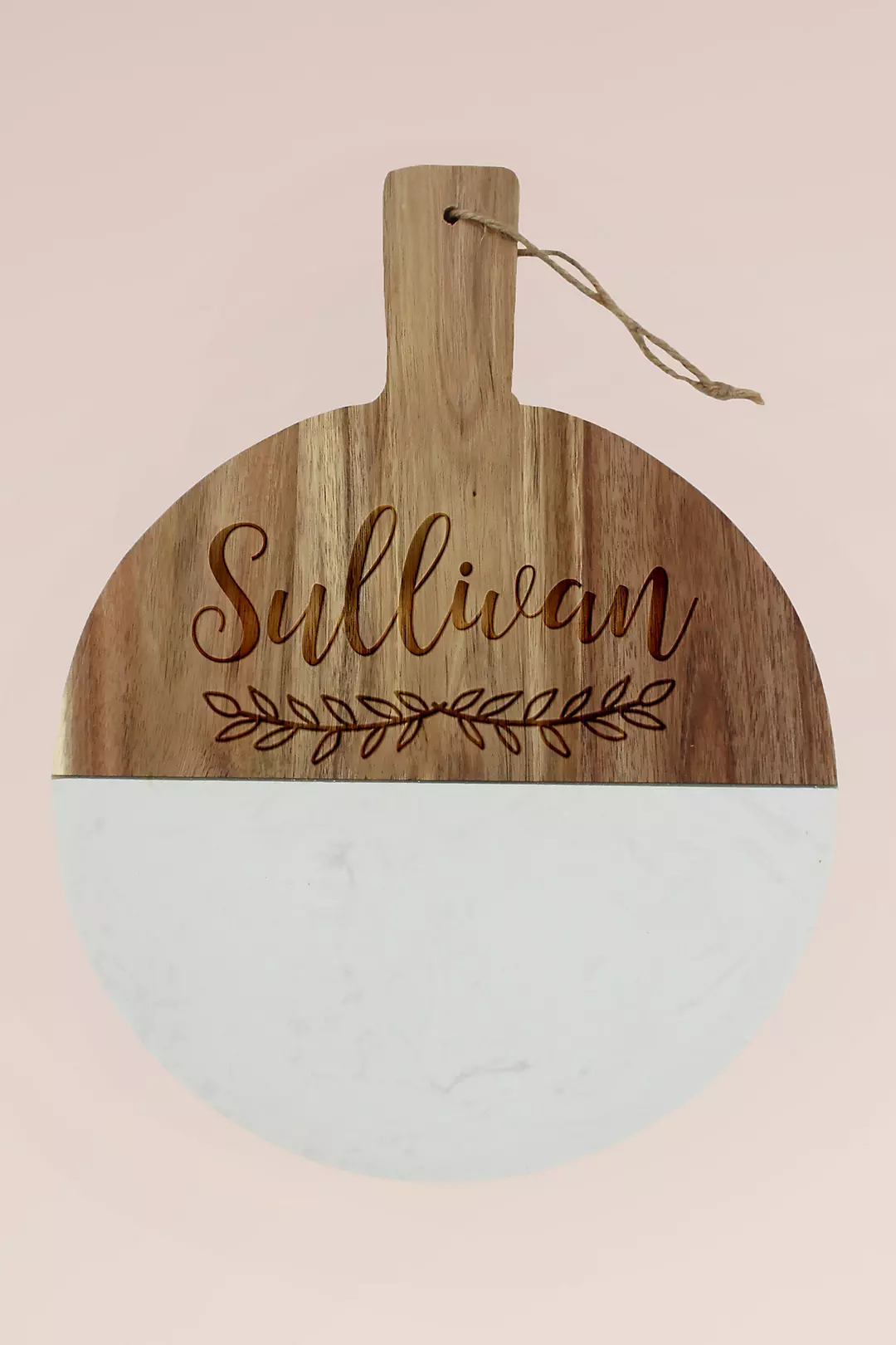 Personalized Round Wood and Marble Cheese Board Image