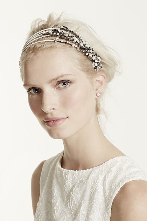 Pearl and Crystal Spray Headband Image 4
