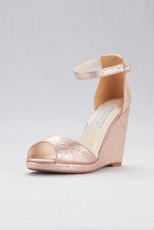 rose gold glitter wedges