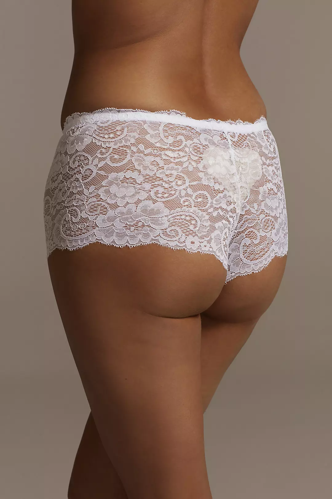 Floral Lace Scalloped Edge Boyshort with Bow Image 2