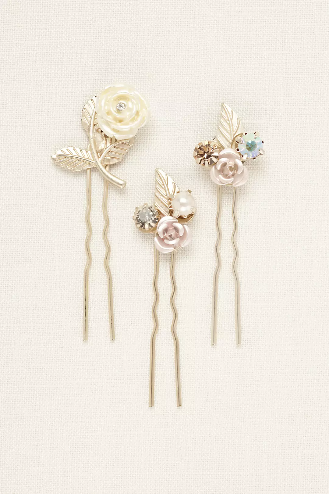 Set of Three Floral Hair Pins Image 2