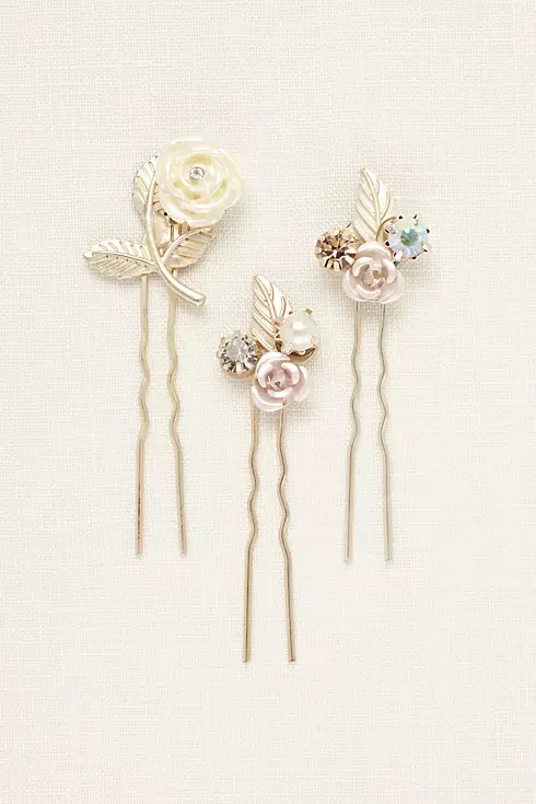 Set of Three Floral Hair Pins Image 2