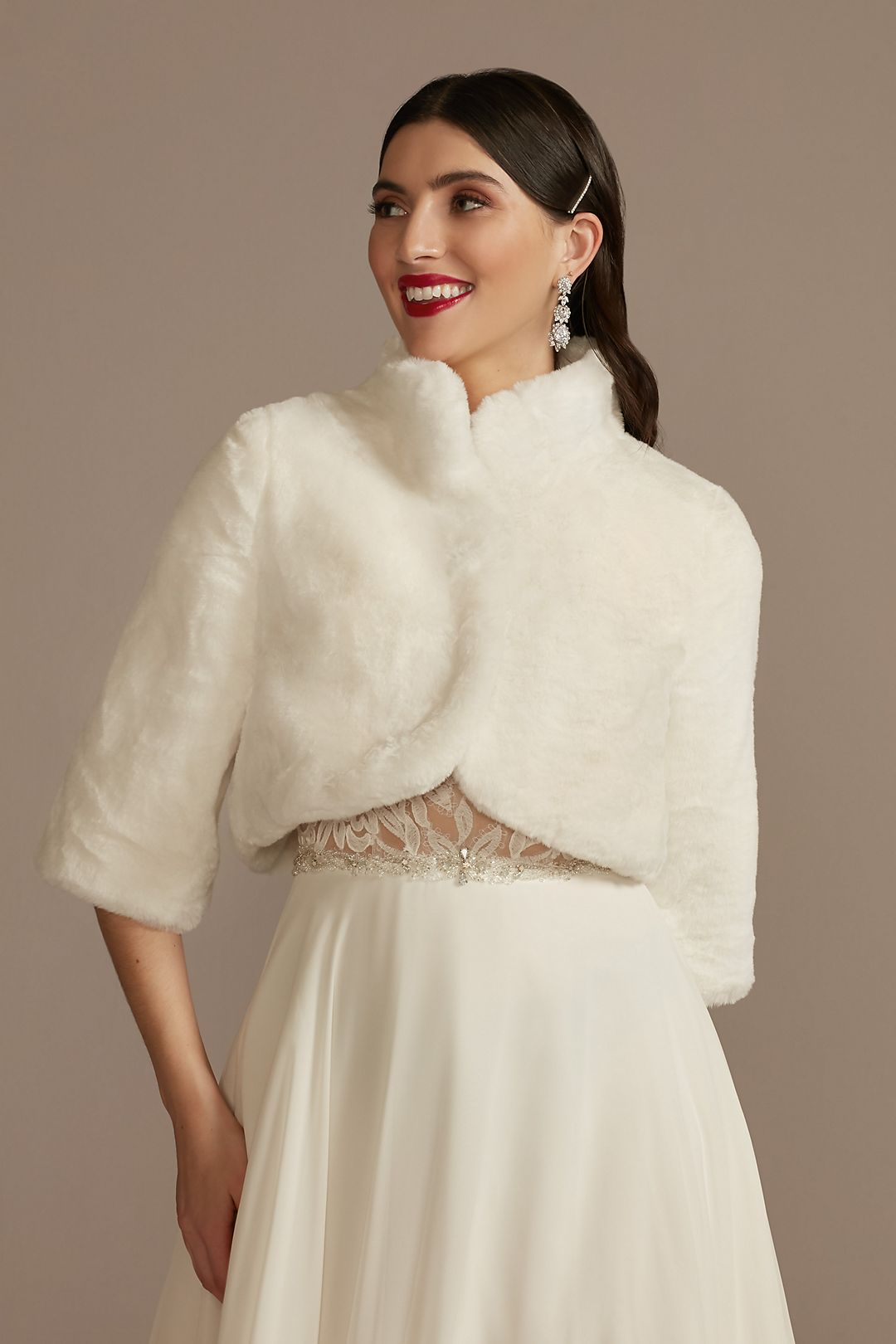 Faux Fur Open-Front Collared Jacket Image 2