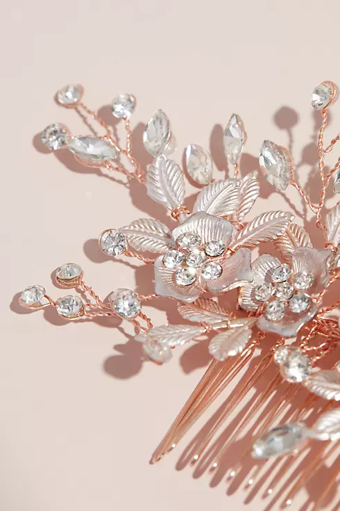Blooming Crystal Branches Gilded Floral Hair Comb Image 3